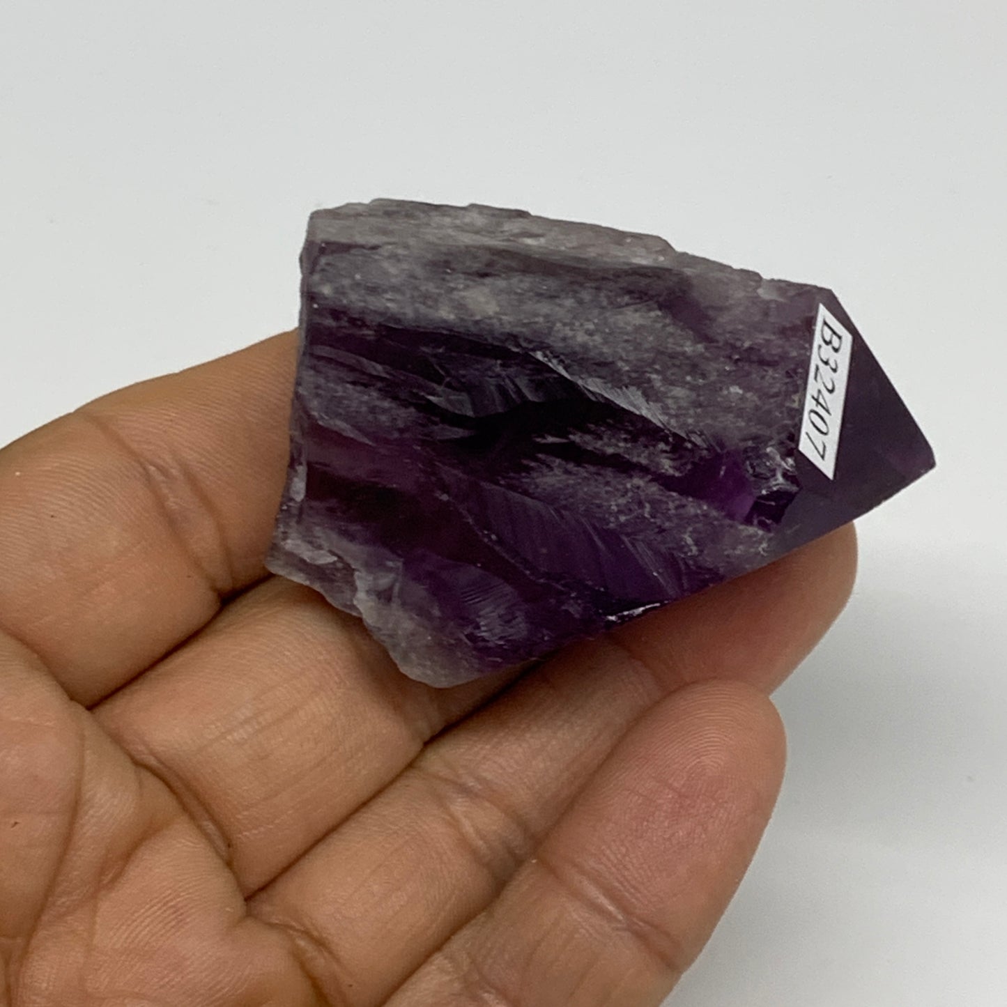 58g, 2.1"x1.5"x1.1", Amethyst Point Polished Rough lower part, B32407