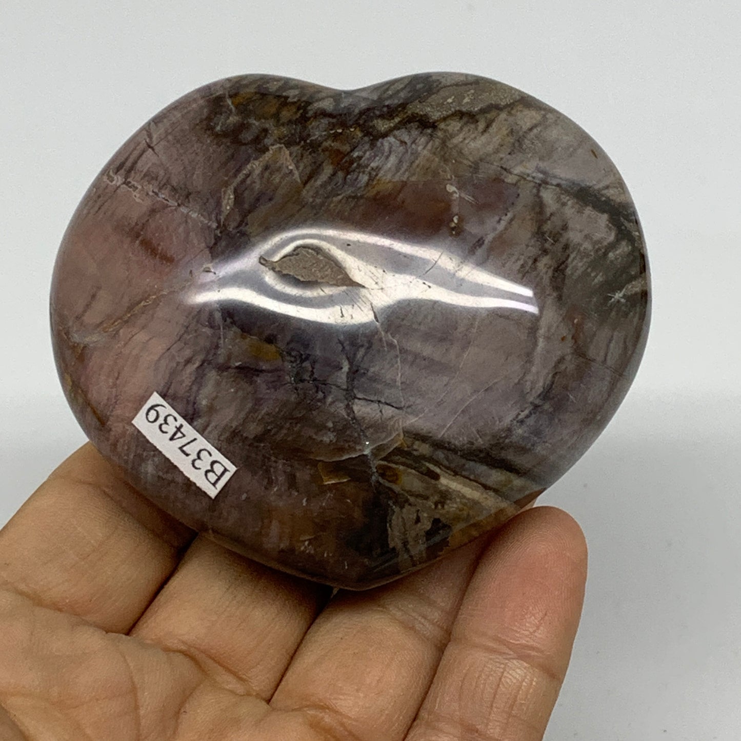 0.48 lbs, 2.6"x3"x1.3", Natural Petrified Wood Heart Polished Crystal, B37439