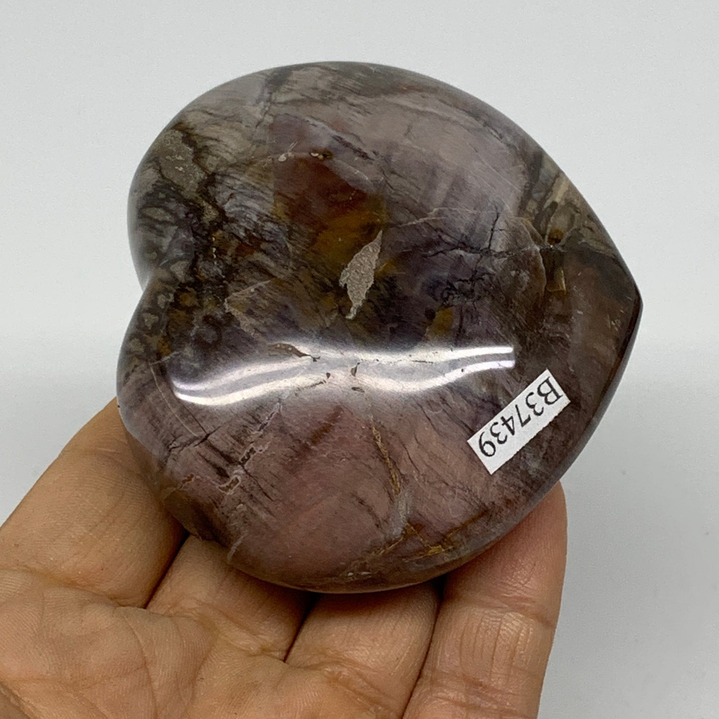 0.48 lbs, 2.6"x3"x1.3", Natural Petrified Wood Heart Polished Crystal, B37439