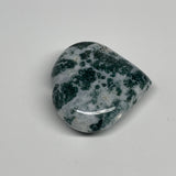 79.6g, 2.1"x2.3"x0.8", Natural Moss Agate Heart Crystal Gemstone @India, B29519