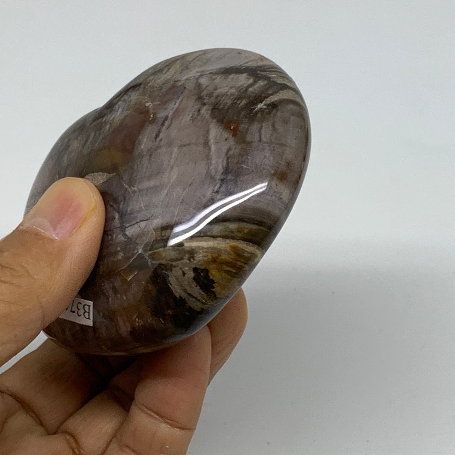 0.48 lbs, 2.6"x3"x1.3", Natural Petrified Wood Heart Polished Crystal, B37439