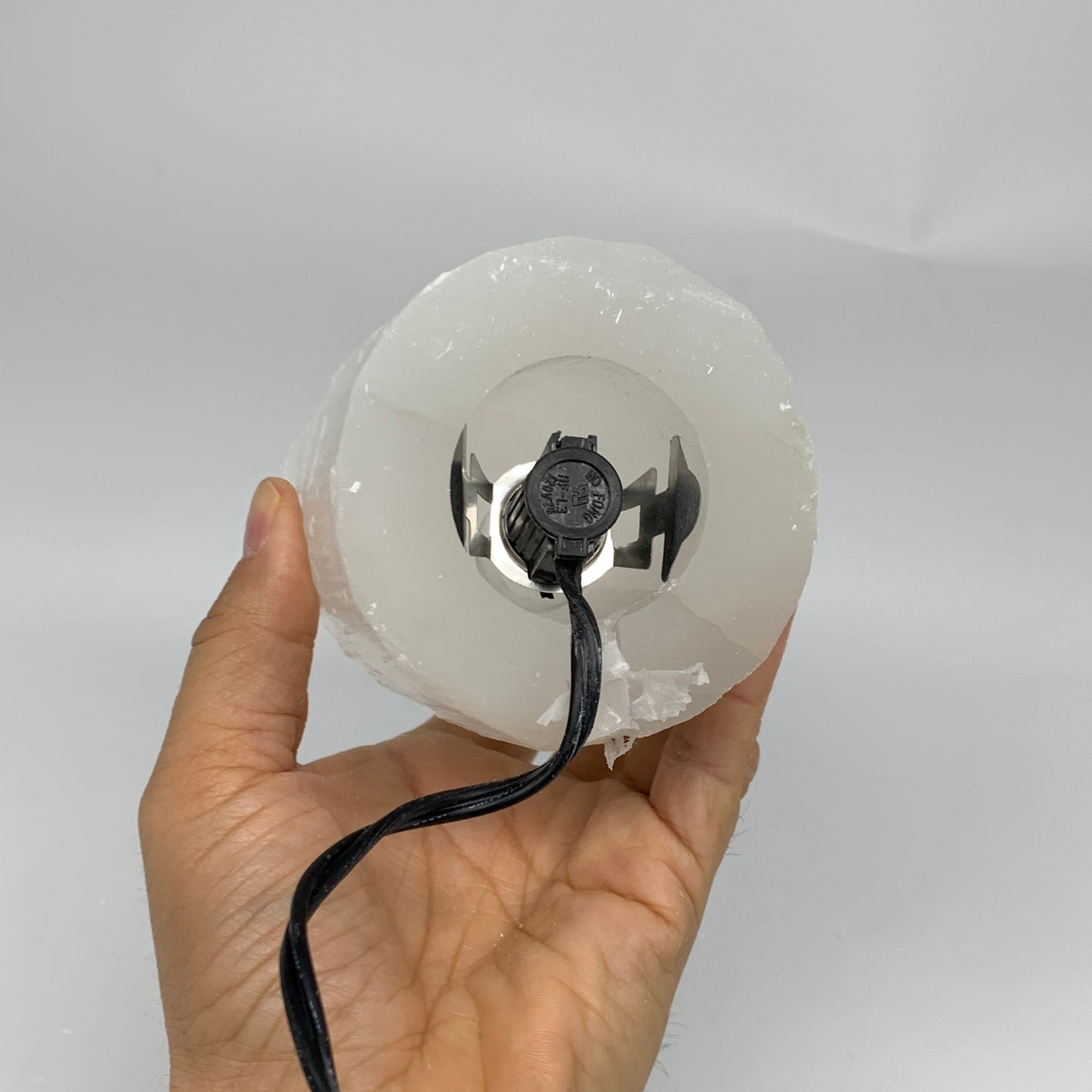 2.1 lbs, 6"x3.1", Raw Rough Selenite (Satin Spar) Lamp Tower, 6ft Chord, B35861