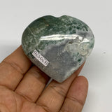 83.8g, 2"x2.2"x0.9", Natural Moss Agate Heart Crystal Gemstone @India, B29520