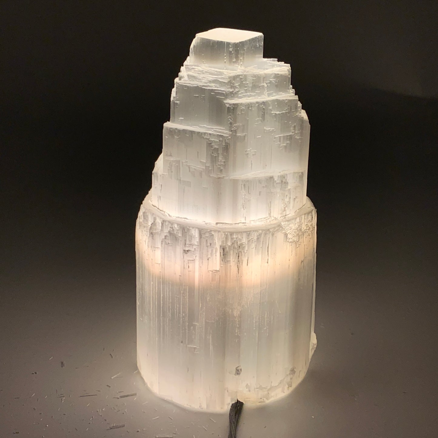 2 lbs, 6"x3", Raw Rough Selenite (Satin Spar) Lamp Tower, 6ft Chord, B35862