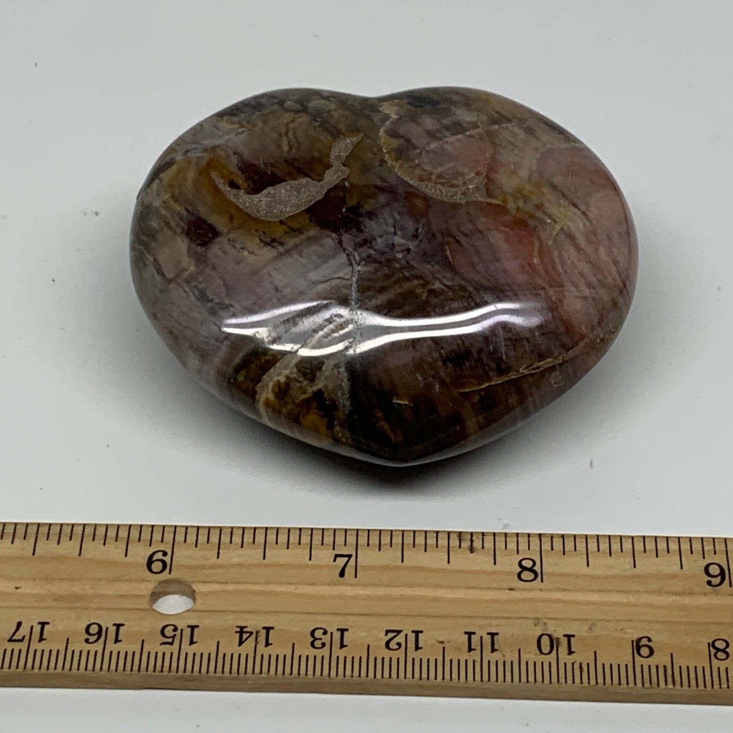 0.48 lbs, 2.6"x3"x1.3", Natural Petrified Wood Heart Polished Crystal, B37439