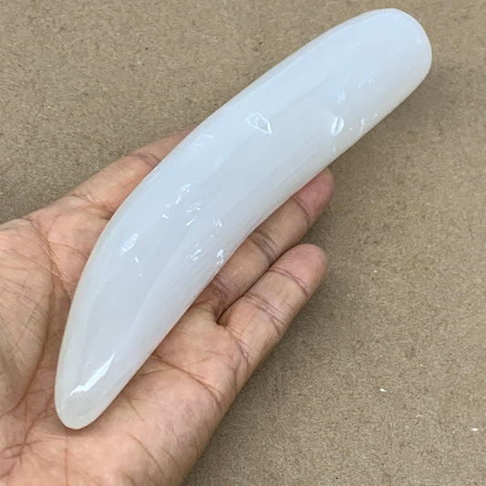 0.61 lbs, 7"x1.3", Natural Solid Selenite Crystal Wand Polished, B36496