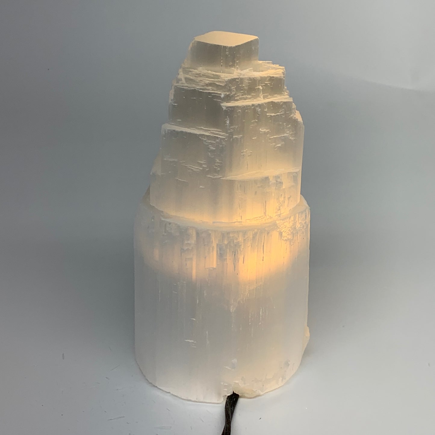 2 lbs, 6"x3", Raw Rough Selenite (Satin Spar) Lamp Tower, 6ft Chord, B35862