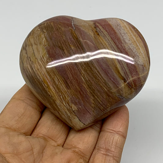 0.44 lbs, 2.5"x2.9"x1.3", Natural Petrified Wood Heart Polished Crystal, B37440