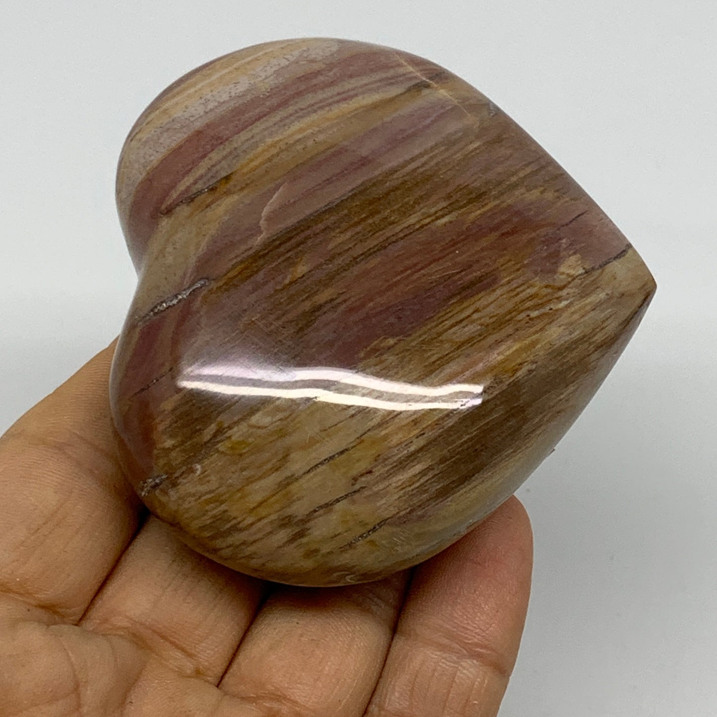 0.44 lbs, 2.5"x2.9"x1.3", Natural Petrified Wood Heart Polished Crystal, B37440