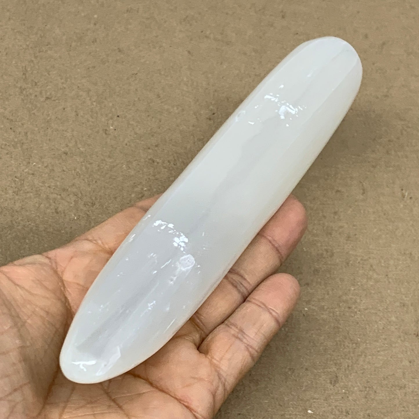 0.61 lbs, 7"x1.3", Natural Solid Selenite Crystal Wand Polished, B36496