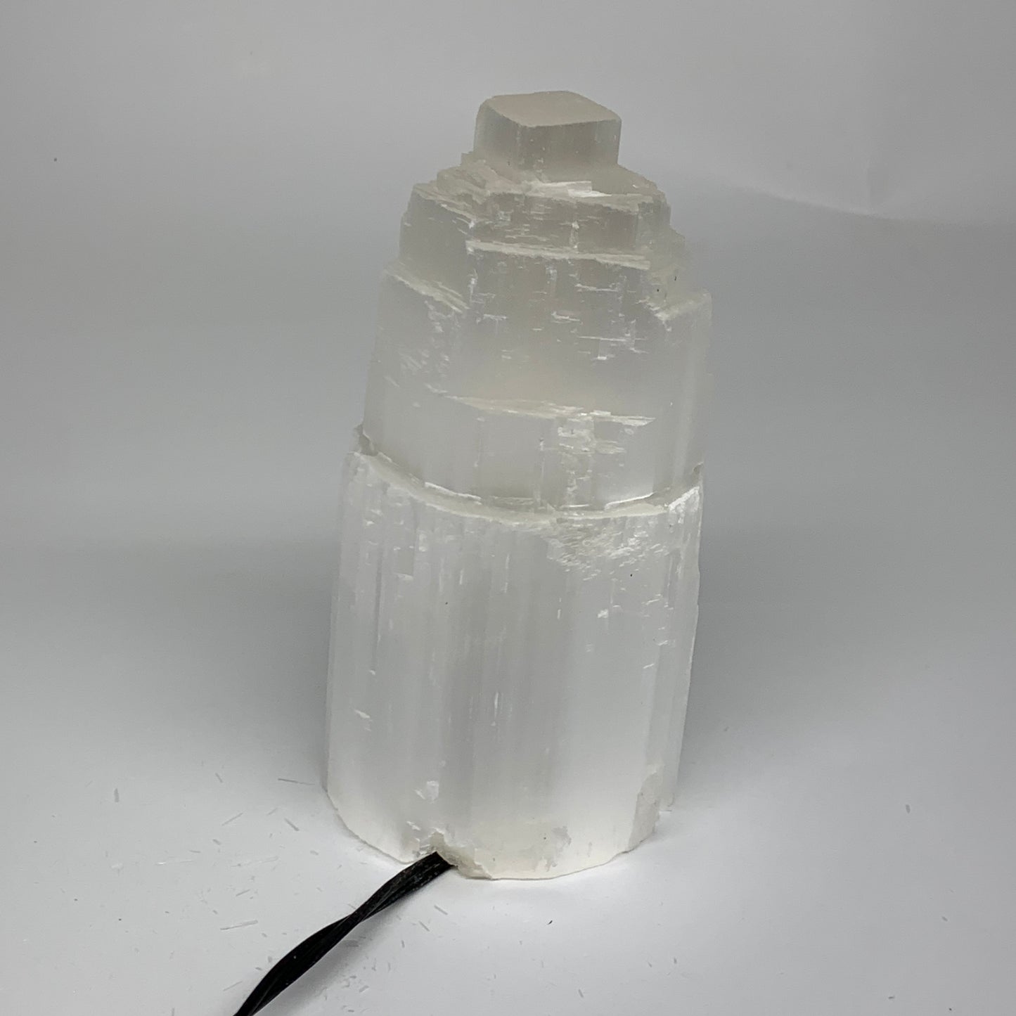 2 lbs, 6"x3", Raw Rough Selenite (Satin Spar) Lamp Tower, 6ft Chord, B35862