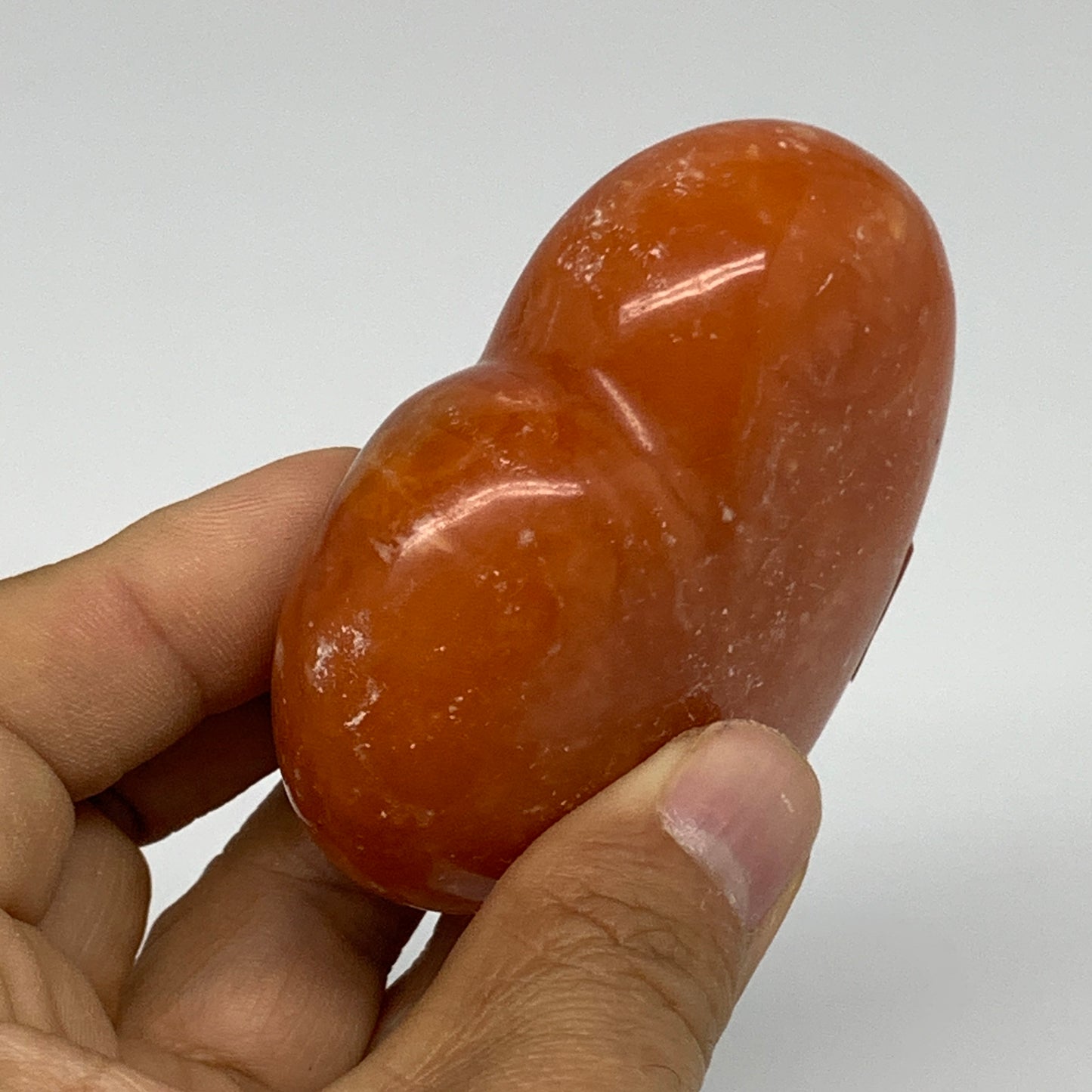 153g, 2.5"x2.8"x1.1" Orange Calcite Heart Gemstones from Madagascar, B33783