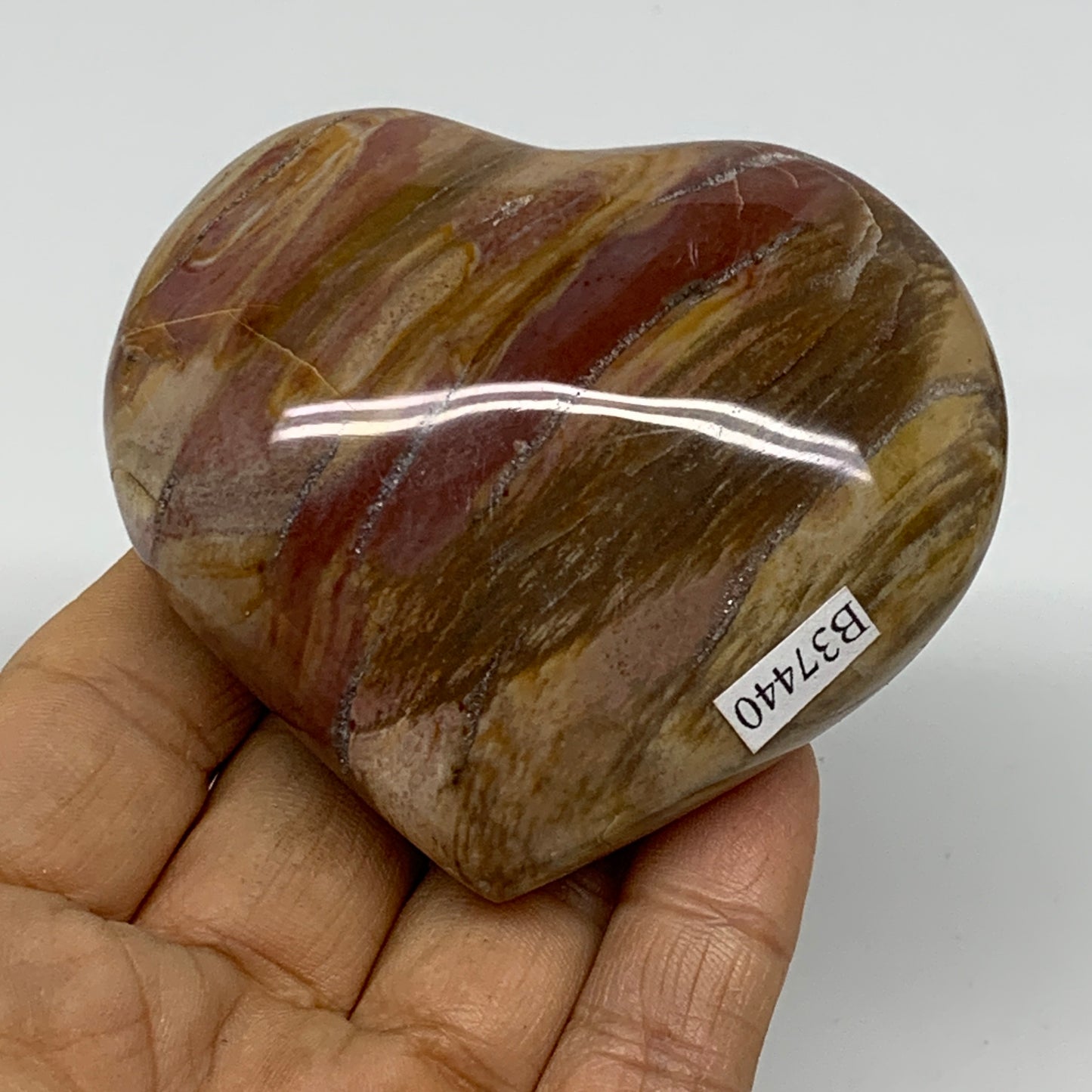 0.44 lbs, 2.5"x2.9"x1.3", Natural Petrified Wood Heart Polished Crystal, B37440