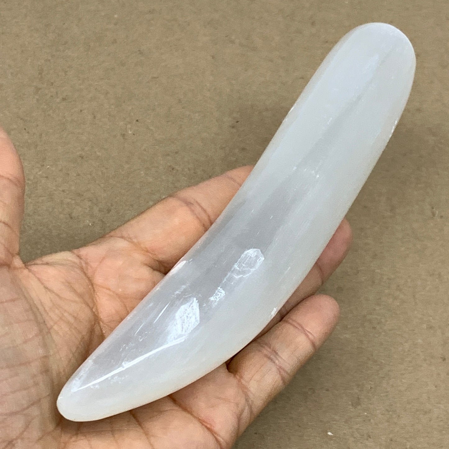 0.61 lbs, 7"x1.3", Natural Solid Selenite Crystal Wand Polished, B36496