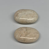 125.1g,2"-2.1", 2pcs, Peach Moonstone Crystal Palm-Stone Polished Reiki, B27969