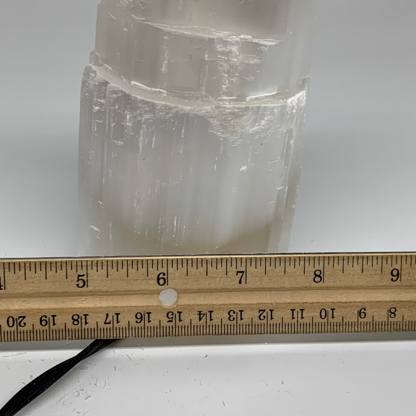 2 lbs, 6"x3", Raw Rough Selenite (Satin Spar) Lamp Tower, 6ft Chord, B35862
