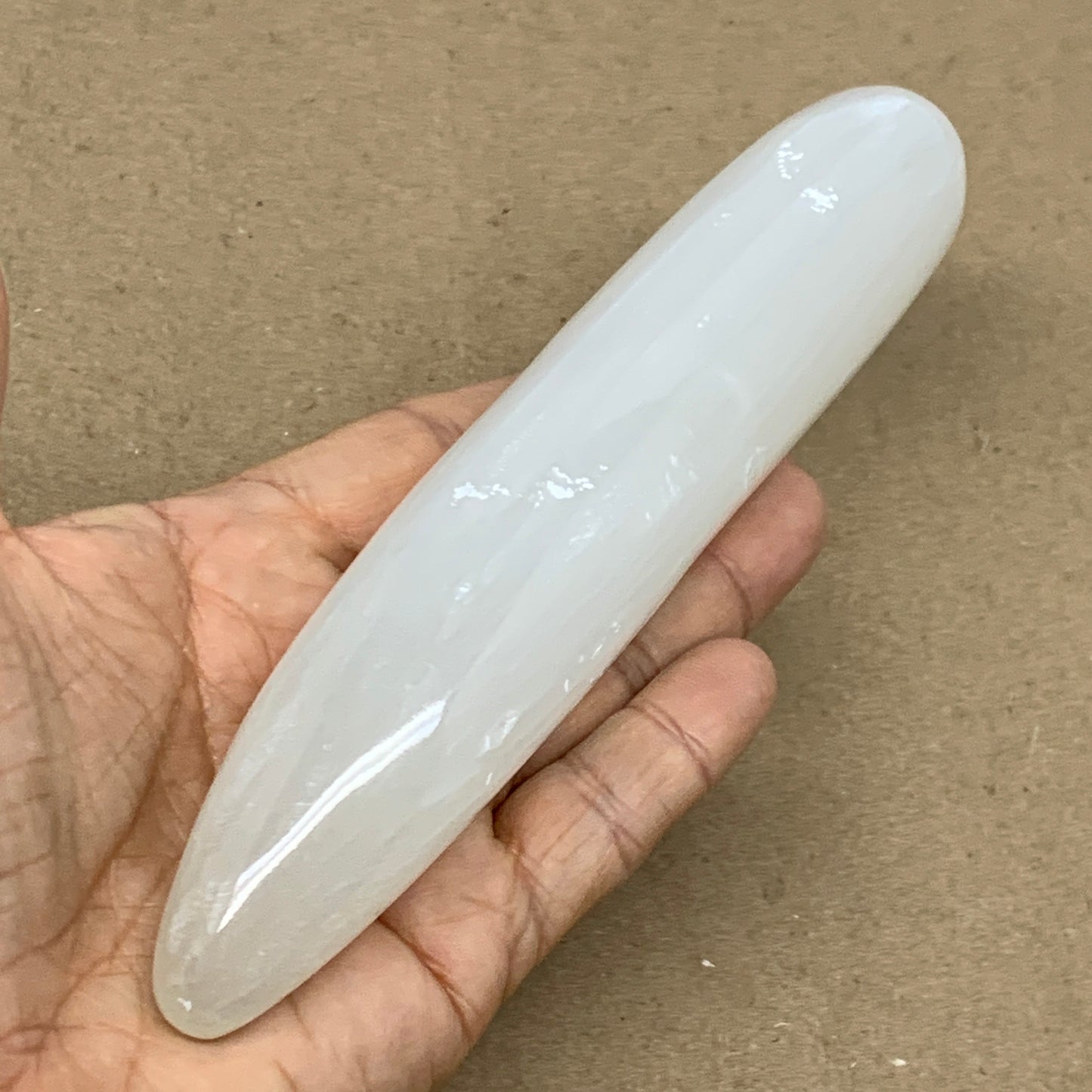 0.61 lbs, 7"x1.3", Natural Solid Selenite Crystal Wand Polished, B36496