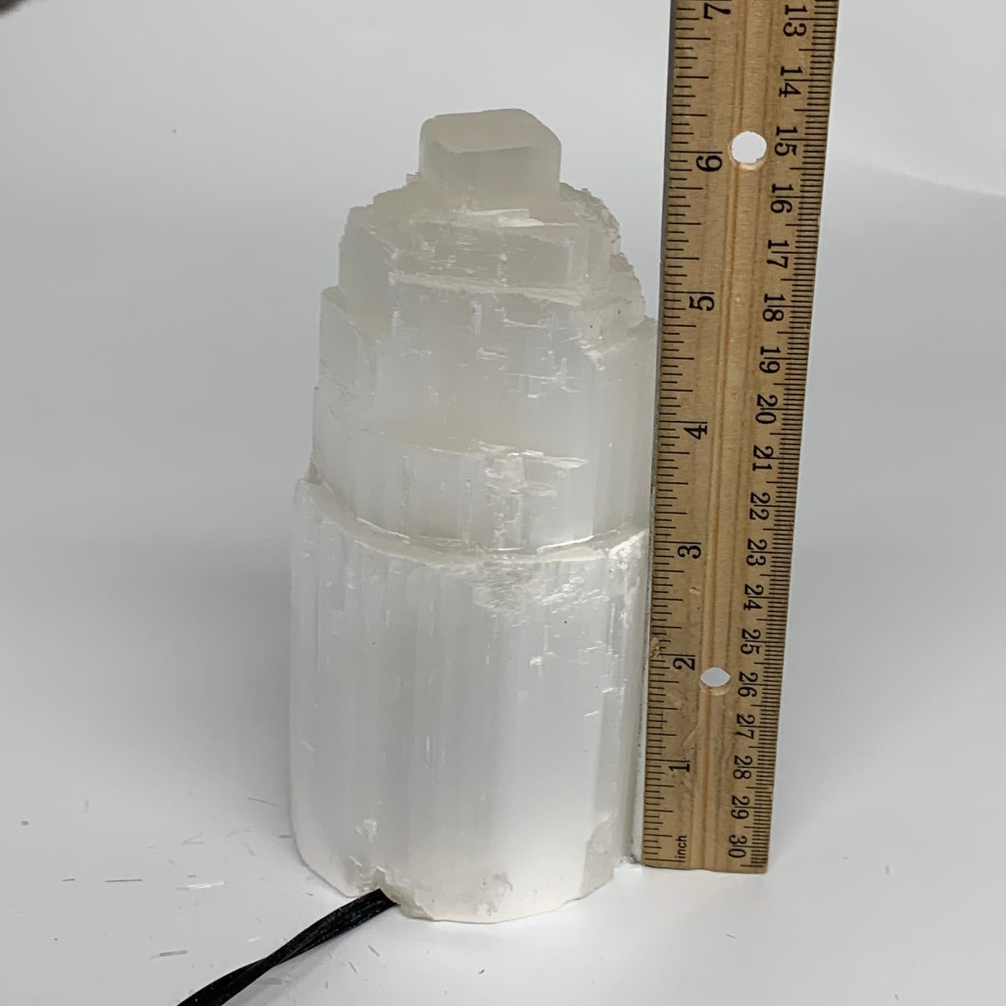 2 lbs, 6"x3", Raw Rough Selenite (Satin Spar) Lamp Tower, 6ft Chord, B35862