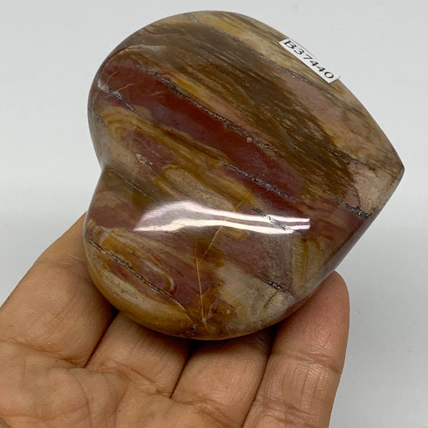 0.44 lbs, 2.5"x2.9"x1.3", Natural Petrified Wood Heart Polished Crystal, B37440