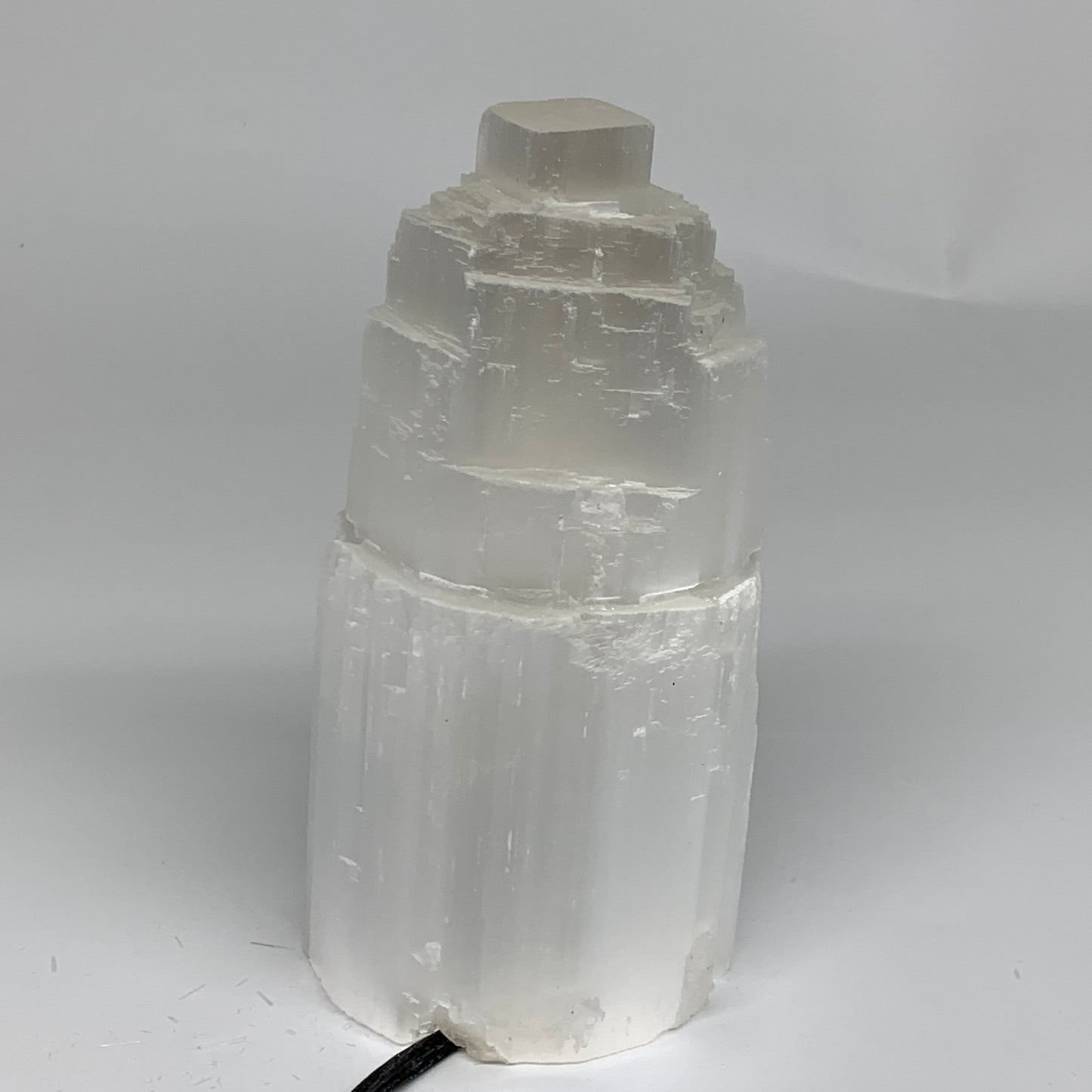 2 lbs, 6"x3", Raw Rough Selenite (Satin Spar) Lamp Tower, 6ft Chord, B35862