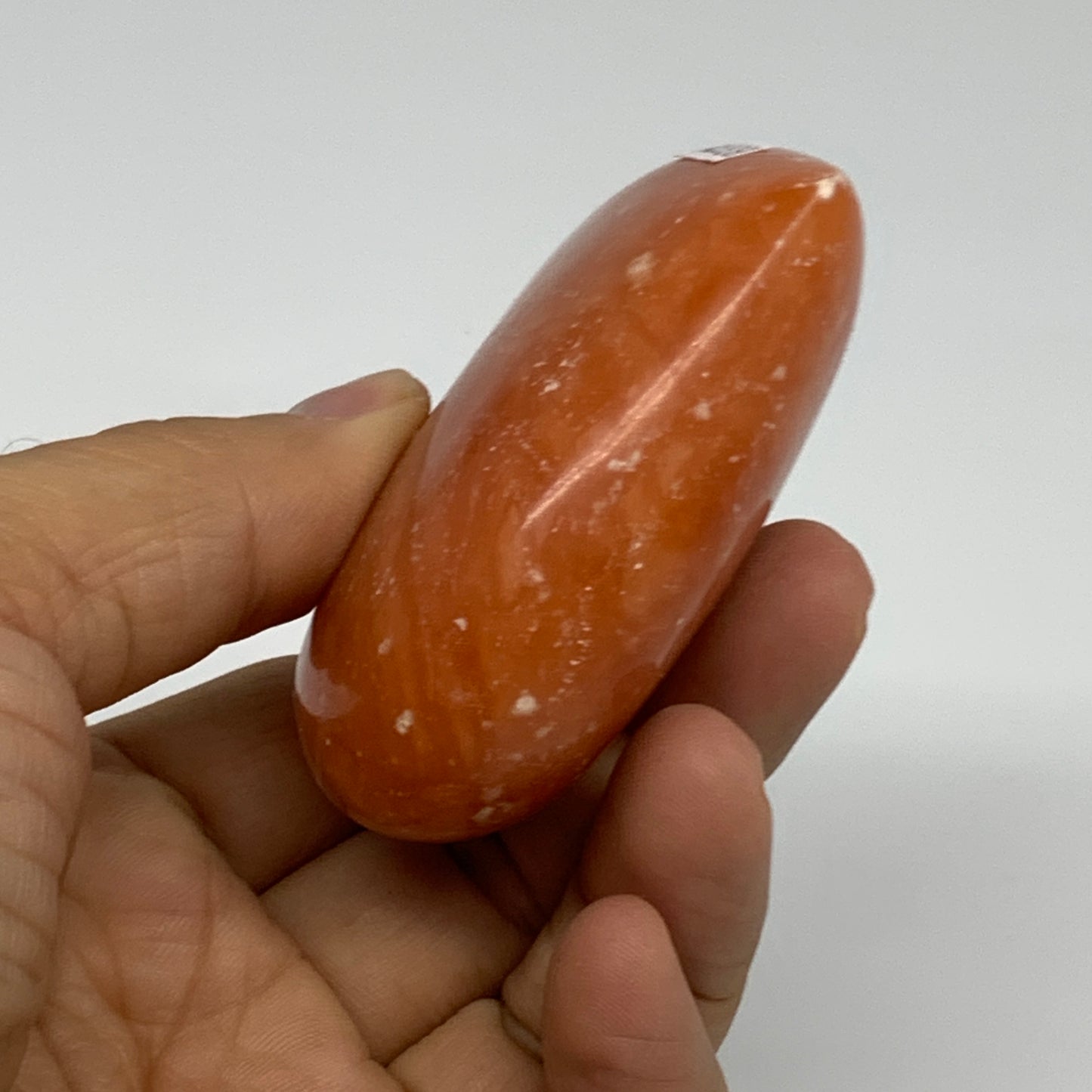 153g, 2.5"x2.8"x1.1" Orange Calcite Heart Gemstones from Madagascar, B33783