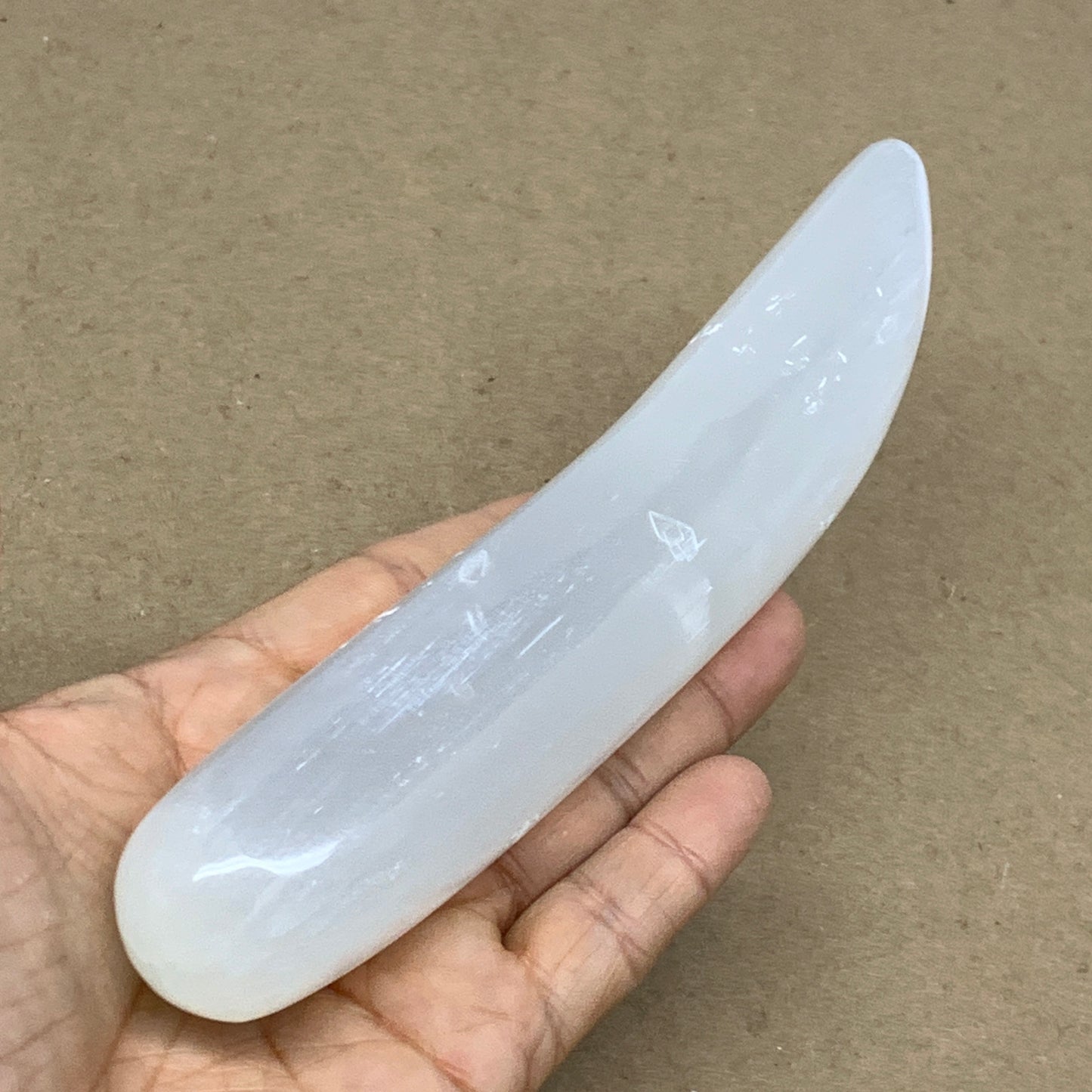 0.61 lbs, 7"x1.3", Natural Solid Selenite Crystal Wand Polished, B36496
