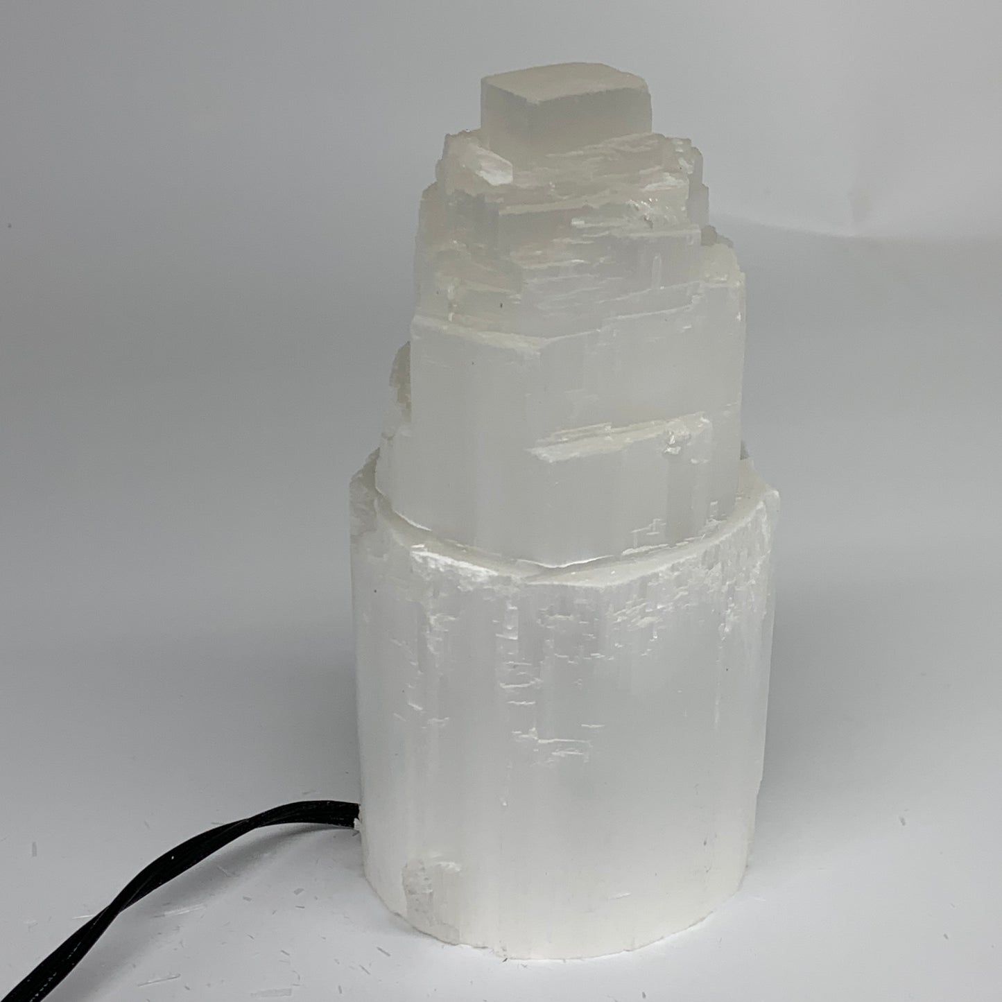 2 lbs, 6"x3", Raw Rough Selenite (Satin Spar) Lamp Tower, 6ft Chord, B35862