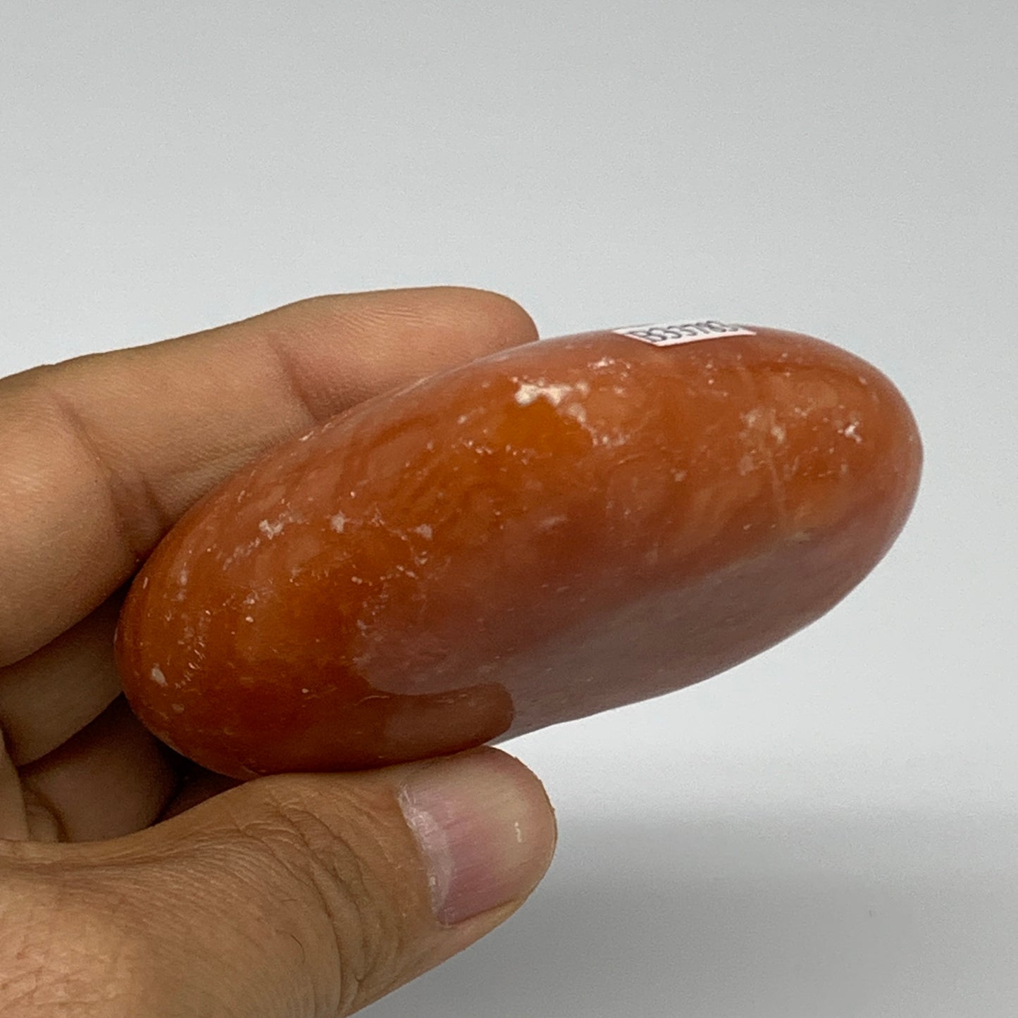 153g, 2.5"x2.8"x1.1" Orange Calcite Heart Gemstones from Madagascar, B33783