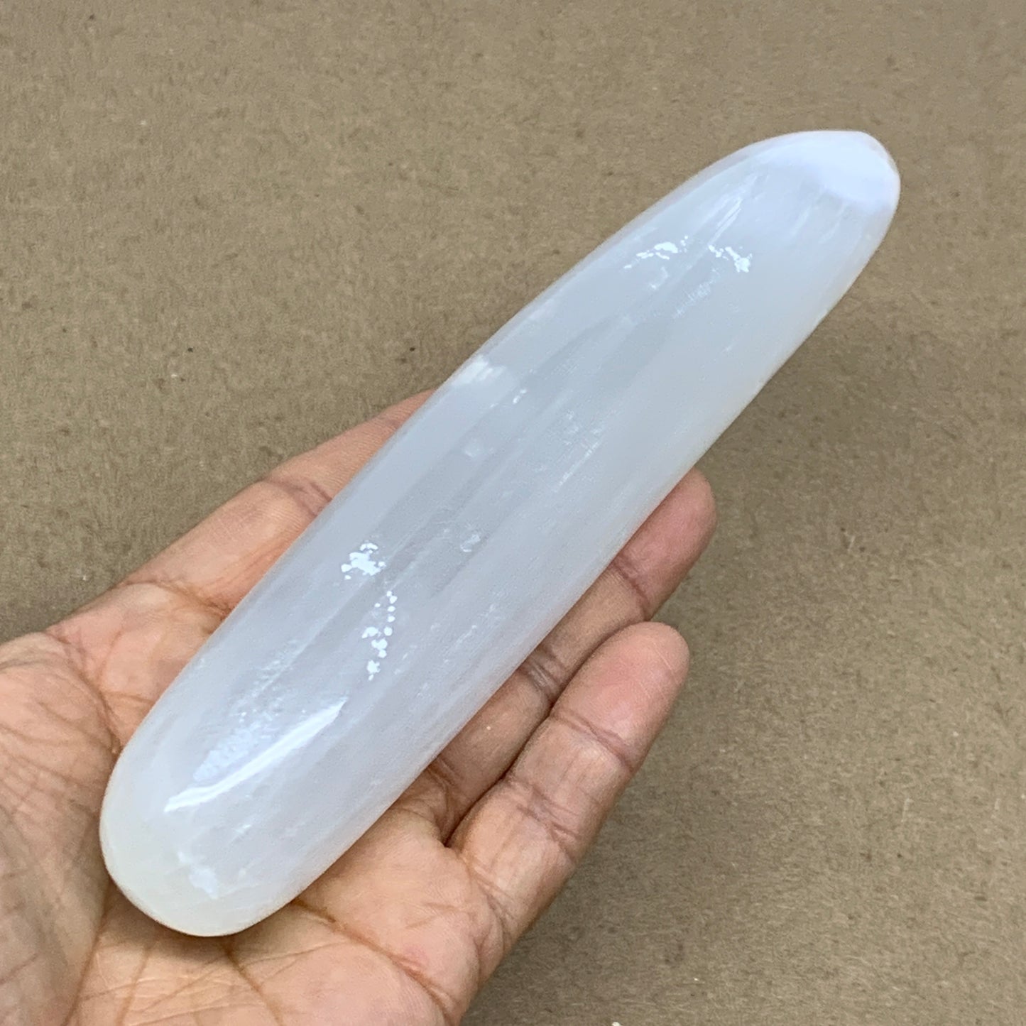 0.61 lbs, 7"x1.3", Natural Solid Selenite Crystal Wand Polished, B36496