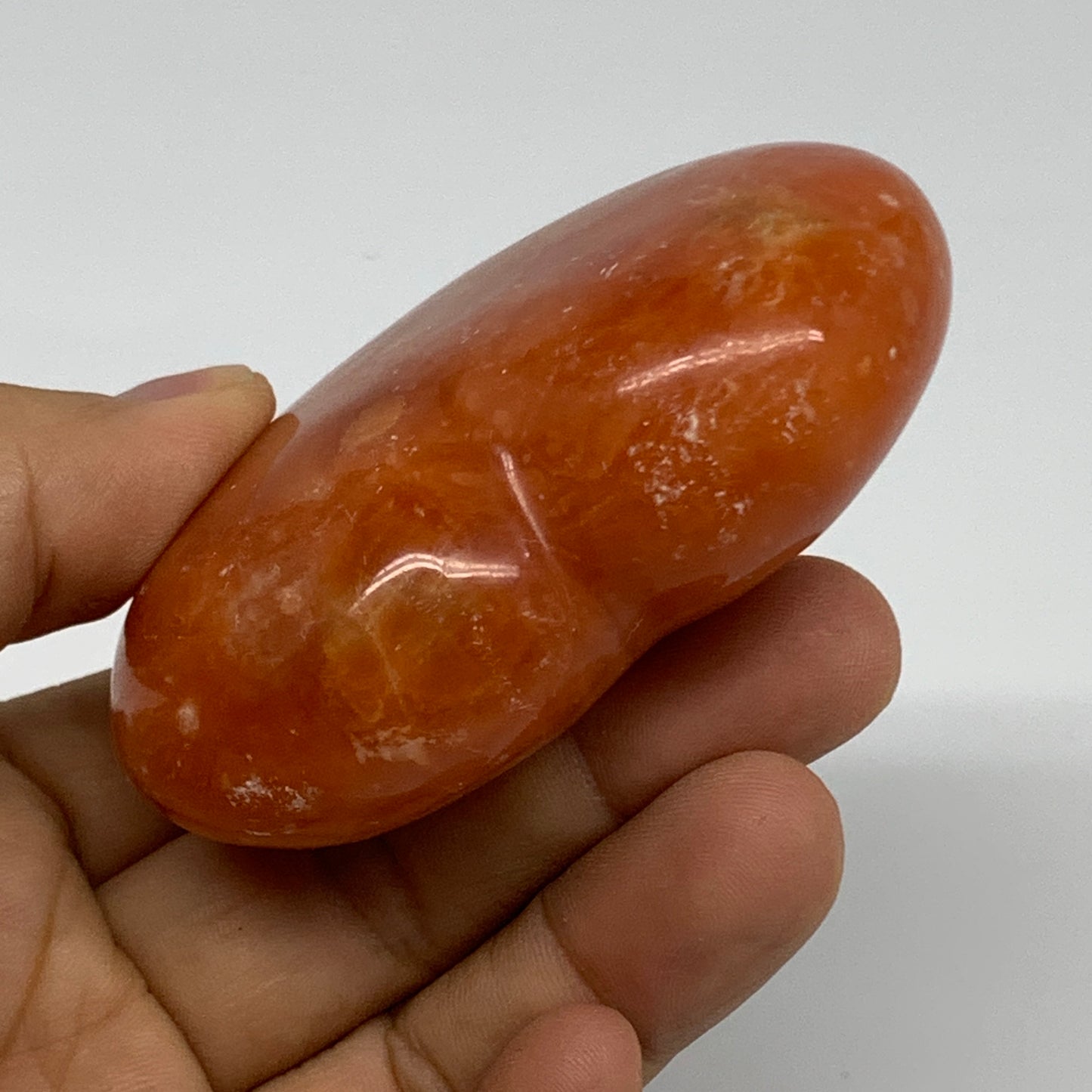 153g, 2.5"x2.8"x1.1" Orange Calcite Heart Gemstones from Madagascar, B33783
