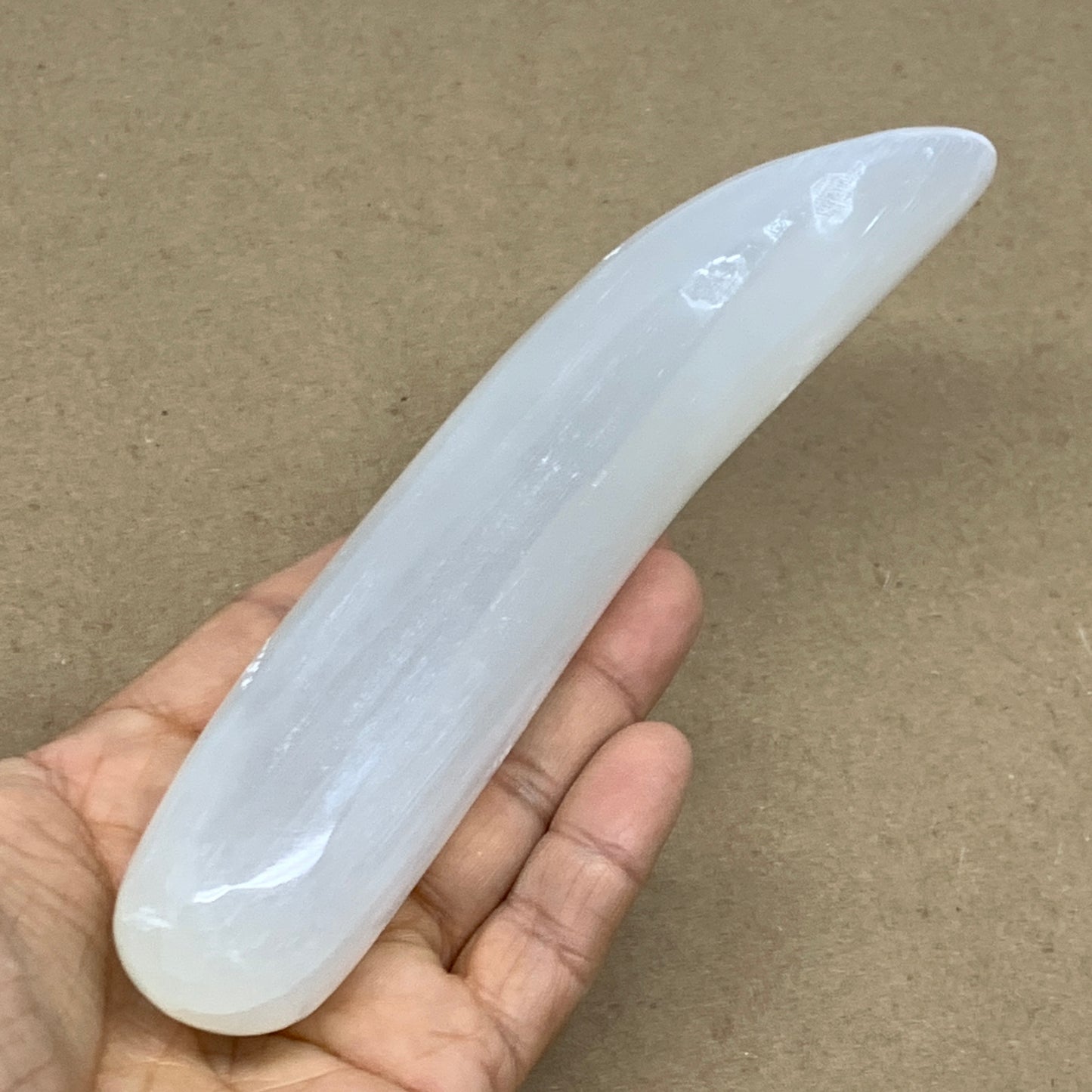0.61 lbs, 7"x1.3", Natural Solid Selenite Crystal Wand Polished, B36496