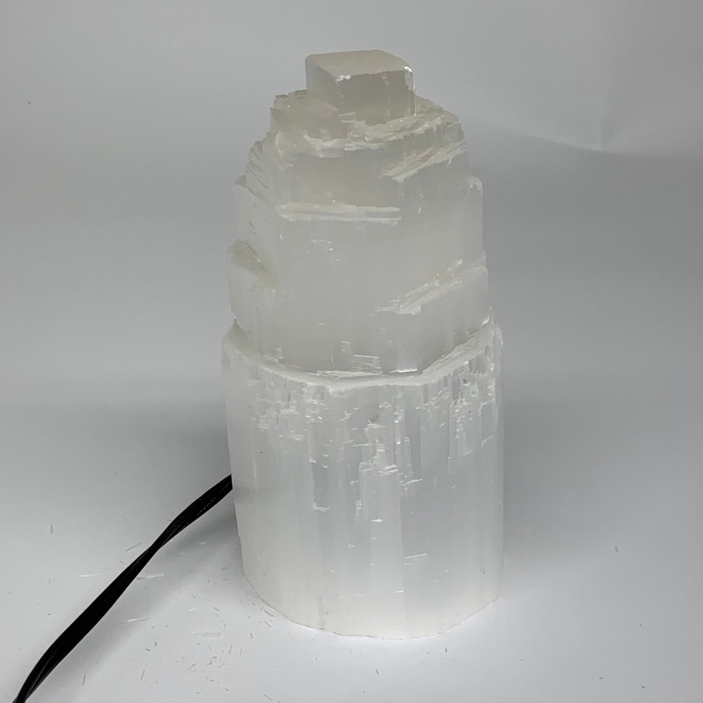 2 lbs, 6"x3", Raw Rough Selenite (Satin Spar) Lamp Tower, 6ft Chord, B35862