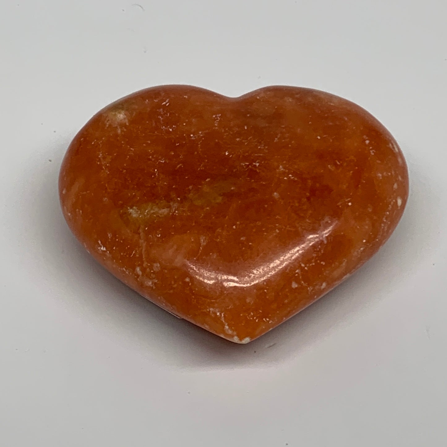 153g, 2.5"x2.8"x1.1" Orange Calcite Heart Gemstones from Madagascar, B33783
