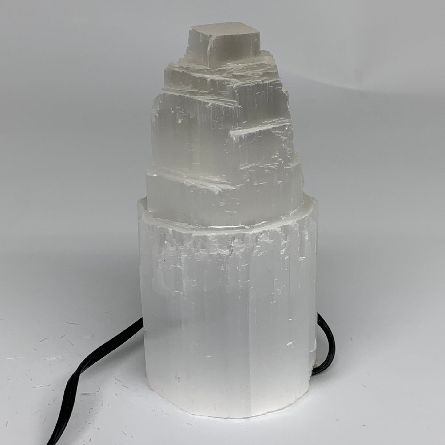 2 lbs, 6"x3", Raw Rough Selenite (Satin Spar) Lamp Tower, 6ft Chord, B35862