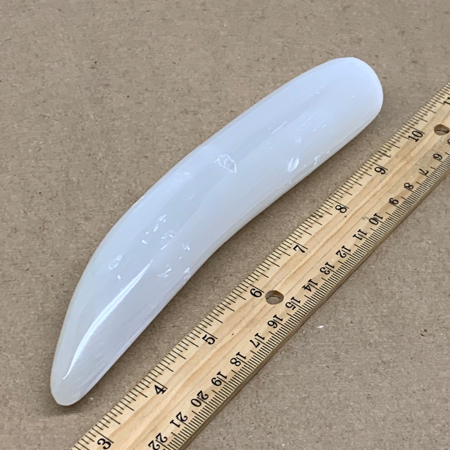 0.61 lbs, 7"x1.3", Natural Solid Selenite Crystal Wand Polished, B36496