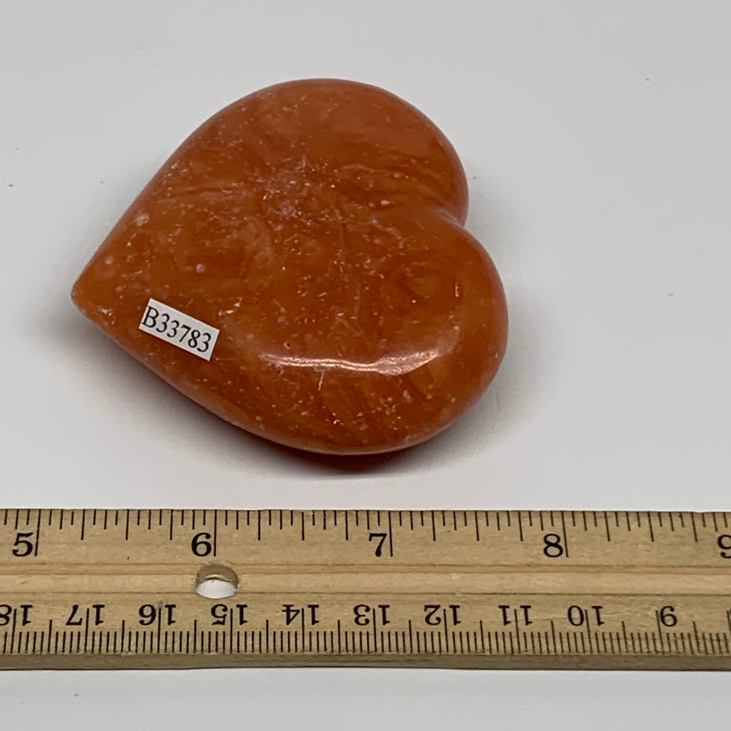 153g, 2.5"x2.8"x1.1" Orange Calcite Heart Gemstones from Madagascar, B33783