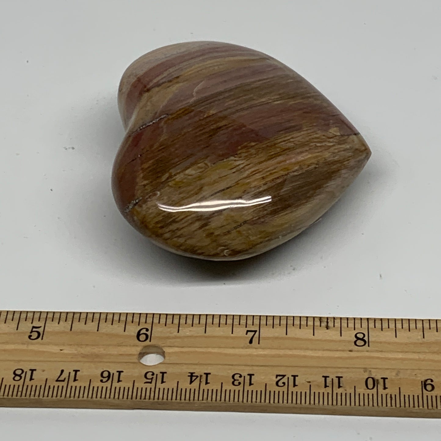 0.44 lbs, 2.5"x2.9"x1.3", Natural Petrified Wood Heart Polished Crystal, B37440