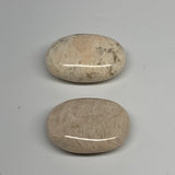 116.1g,2"-2.1", 2pcs, Peach Moonstone Crystal Palm-Stone Polished Reiki, B27970