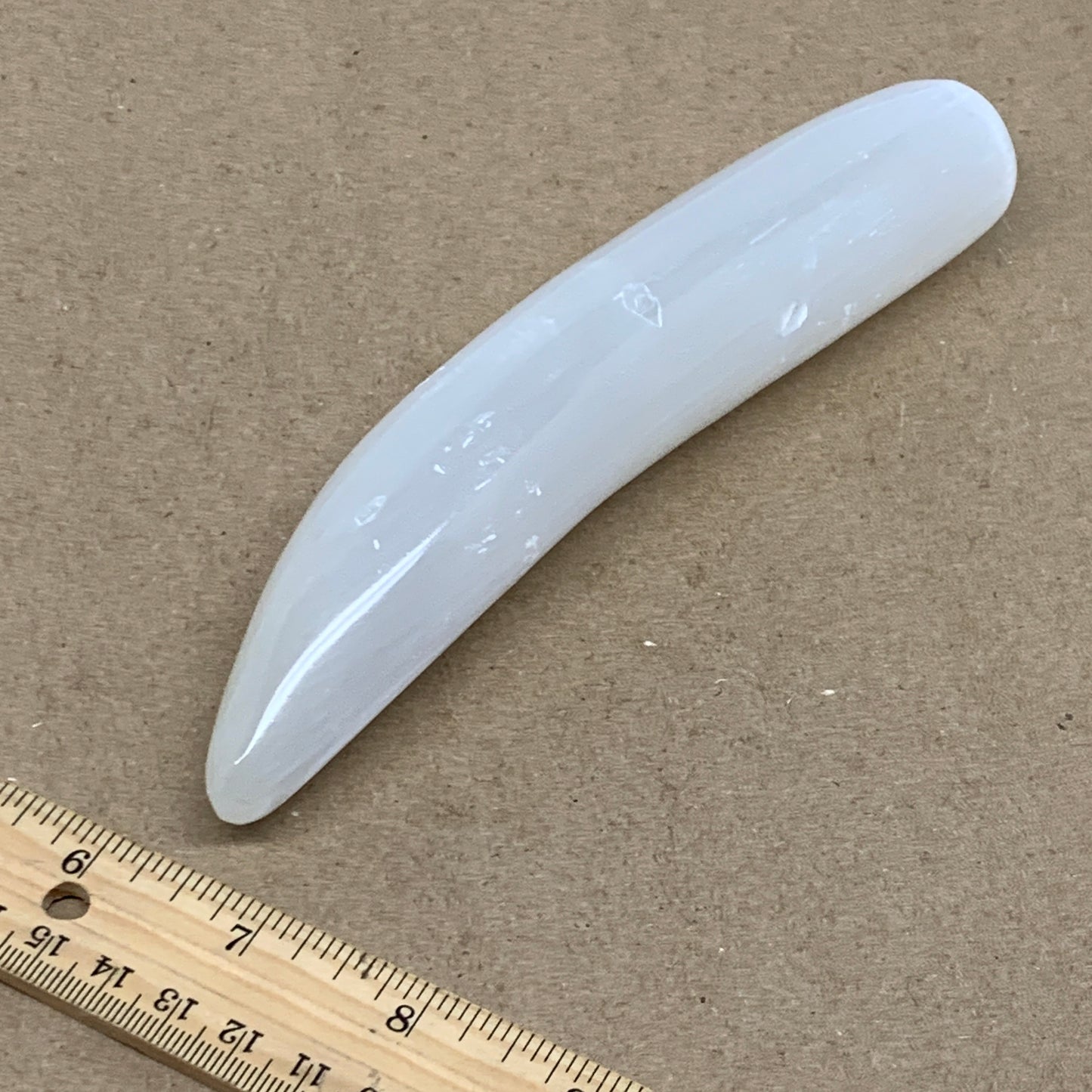 0.61 lbs, 7"x1.3", Natural Solid Selenite Crystal Wand Polished, B36496