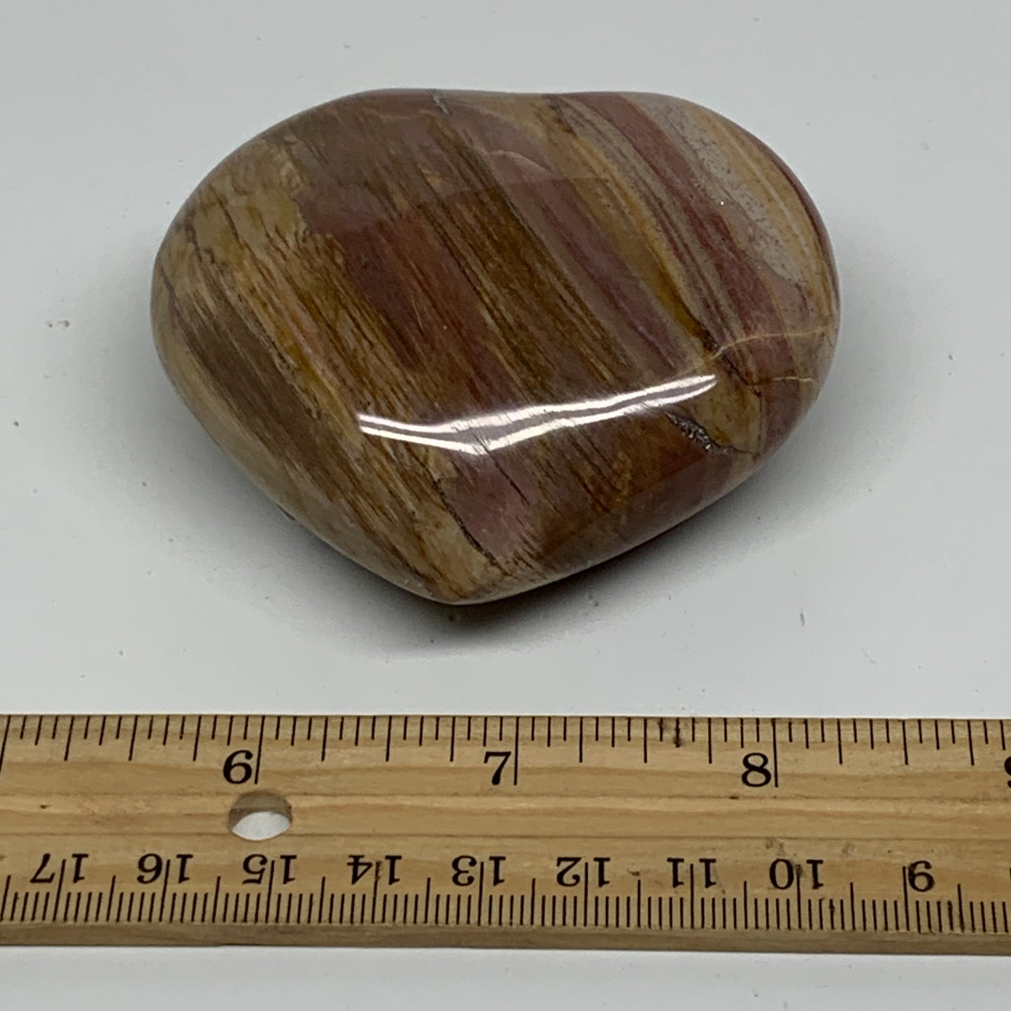 0.44 lbs, 2.5"x2.9"x1.3", Natural Petrified Wood Heart Polished Crystal, B37440