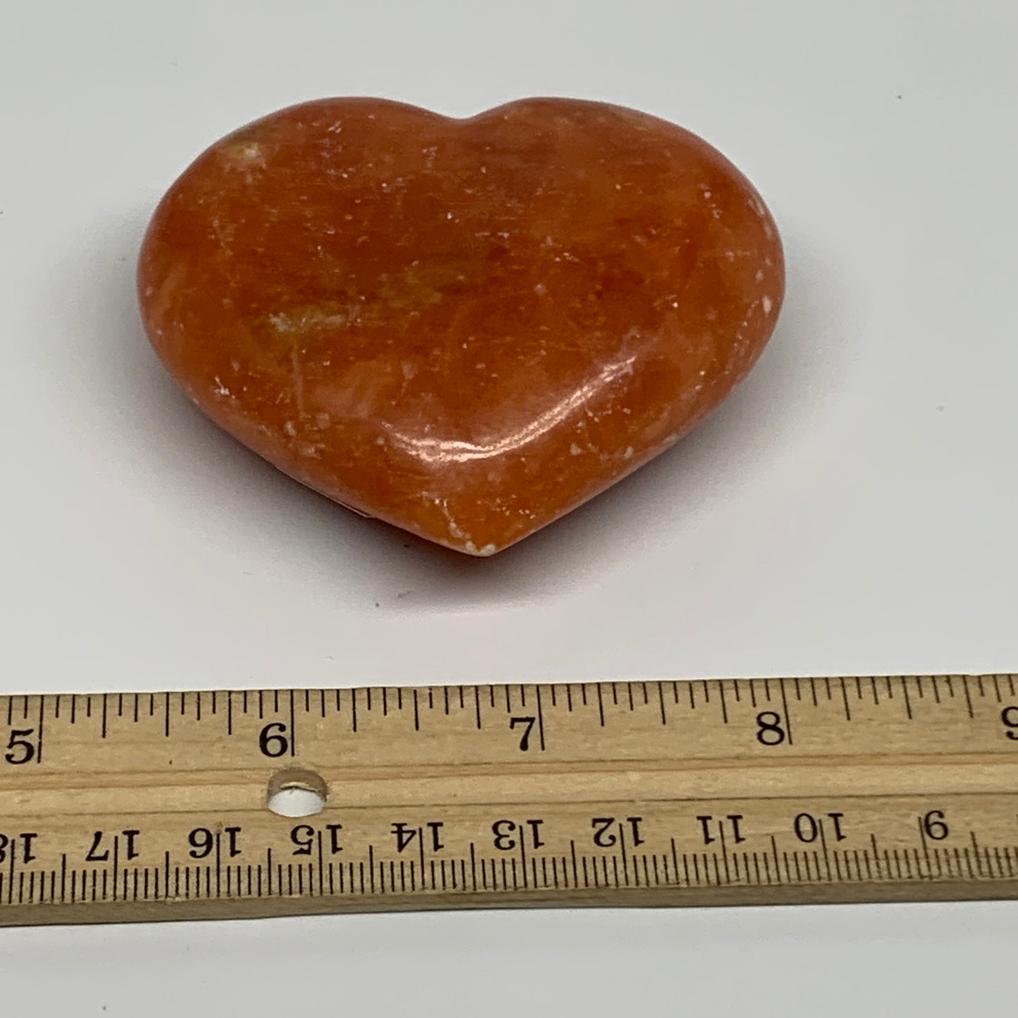 153g, 2.5"x2.8"x1.1" Orange Calcite Heart Gemstones from Madagascar, B33783