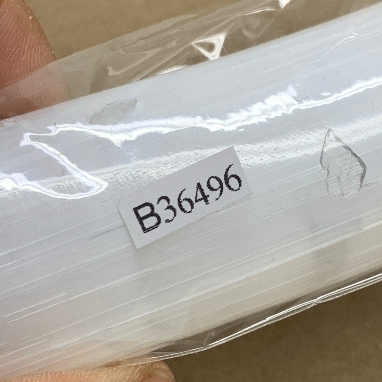 0.61 lbs, 7"x1.3", Natural Solid Selenite Crystal Wand Polished, B36496