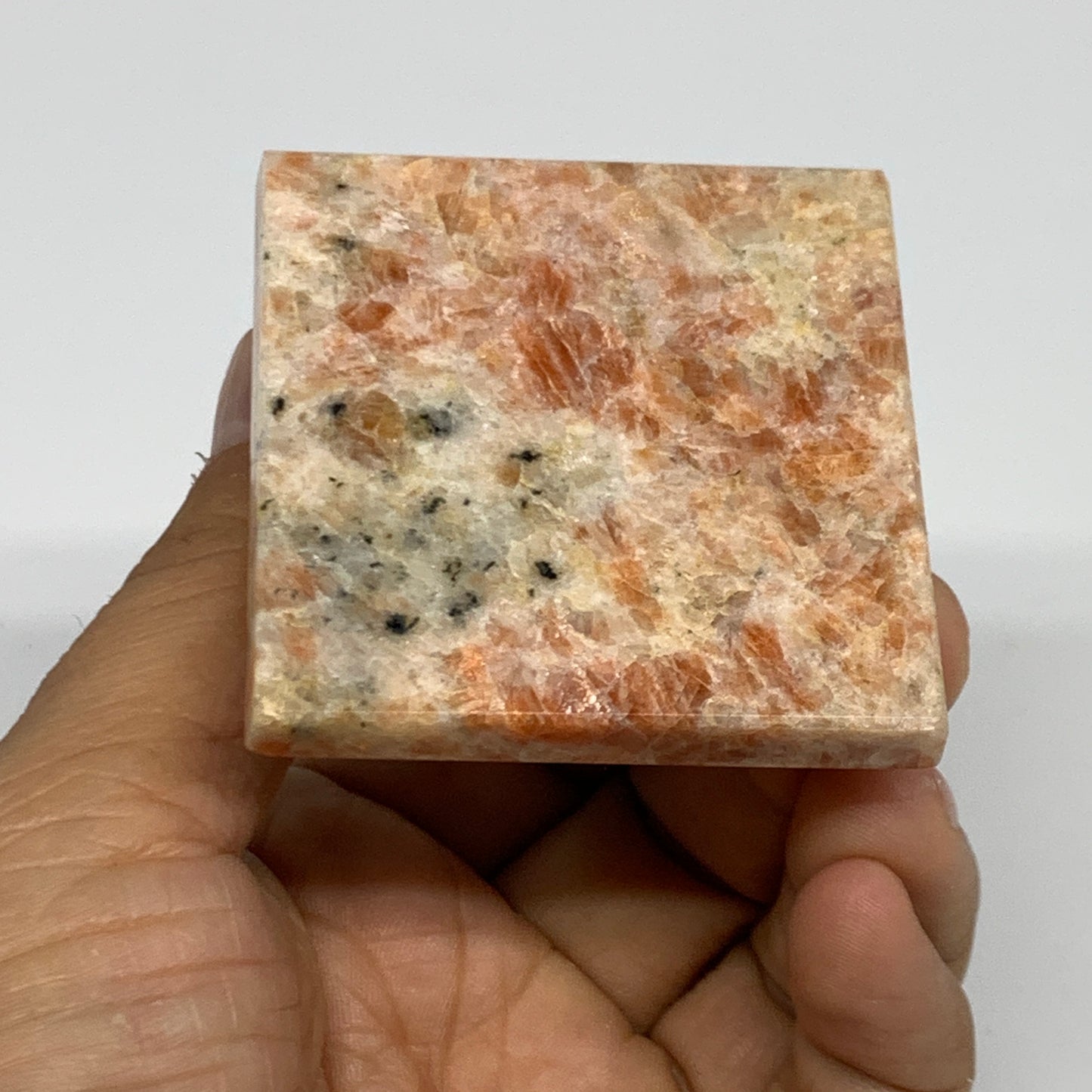 0.33 lbs, 1.8"x2.1"x2.1", Sunstone Pyramid Gemstone, Polished Gemstone, B31778