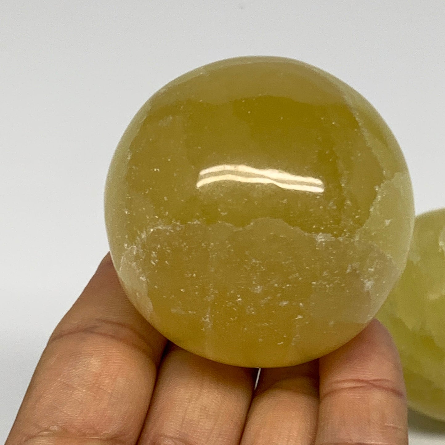 2.2 lbs, 2.1"-2.4", 4pcs Lemon Calcite Spheres Gemstones @Afghanistan, B26021