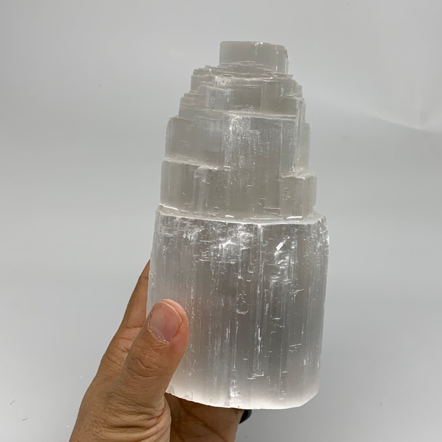 2 lbs, 6"x3", Raw Rough Selenite (Satin Spar) Lamp Tower, 6ft Chord, B35862