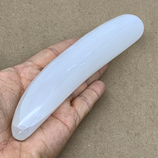 0.60 lbs, 7"x1.3", Natural Solid Selenite Crystal Wand Polished, B36497