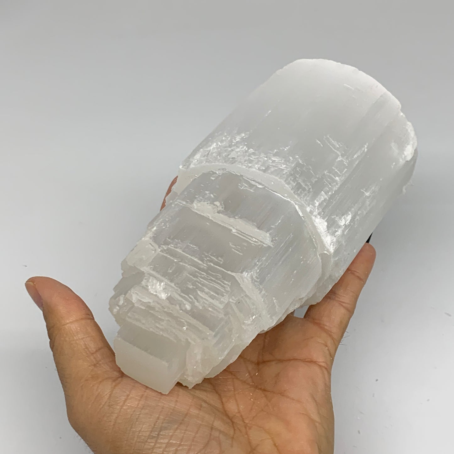 2 lbs, 6"x3", Raw Rough Selenite (Satin Spar) Lamp Tower, 6ft Chord, B35862
