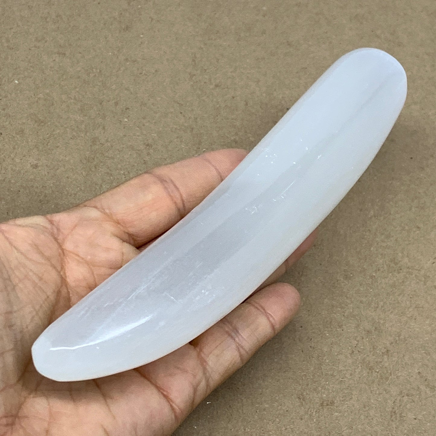 0.60 lbs, 7"x1.3", Natural Solid Selenite Crystal Wand Polished, B36497