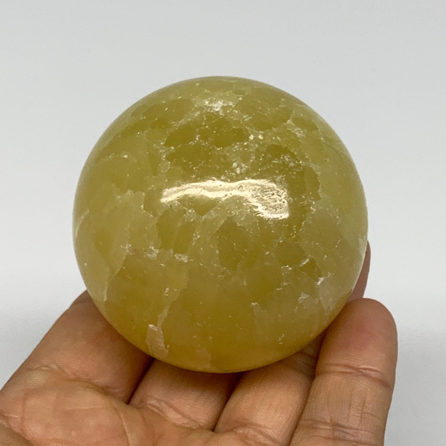 2.2 lbs, 2.1"-2.4", 4pcs Lemon Calcite Spheres Gemstones @Afghanistan, B26021