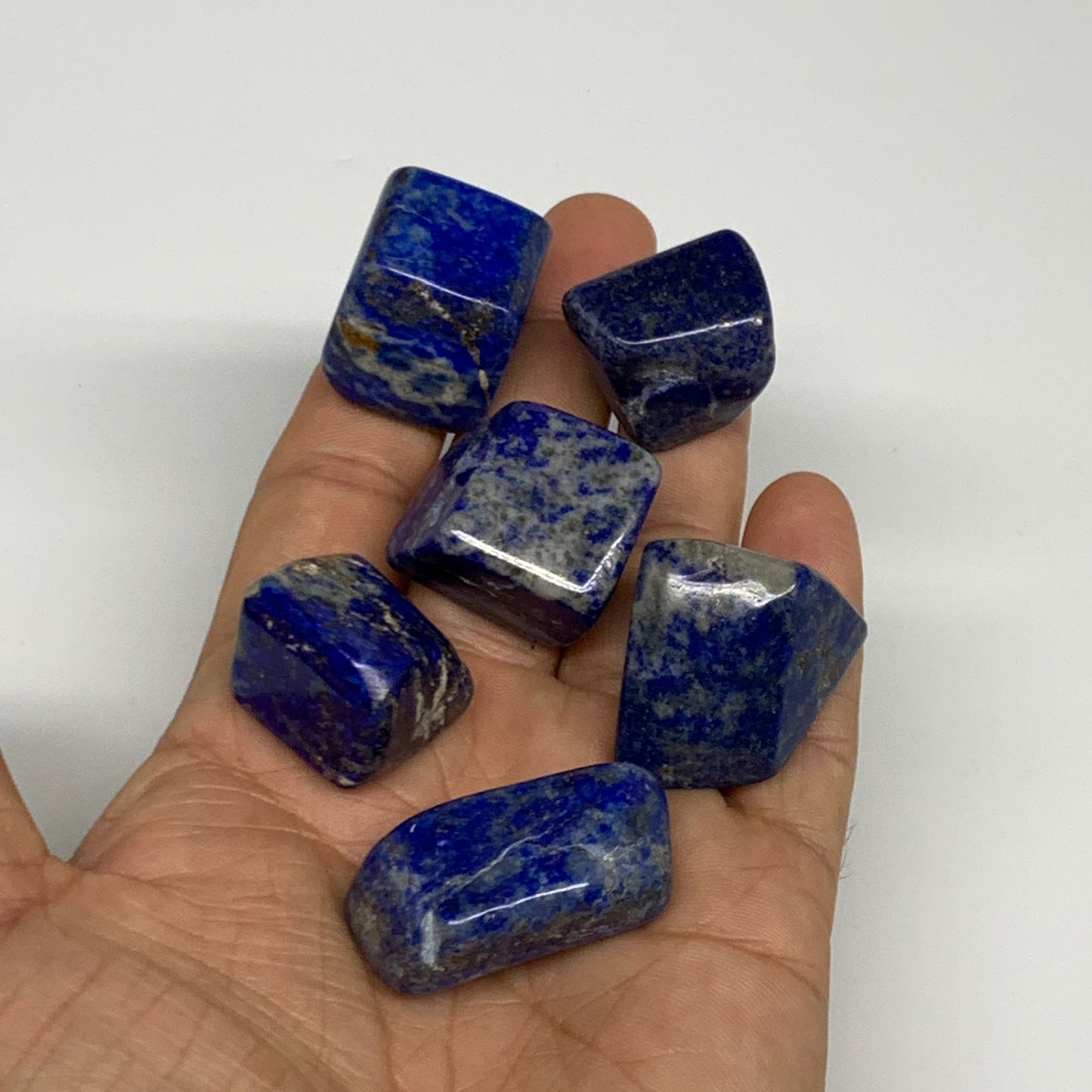 108.4g,0.8"-1.4", 6pcs, Natural Lapis Lazuli Tumbled Stone @Afghanistan, B30236